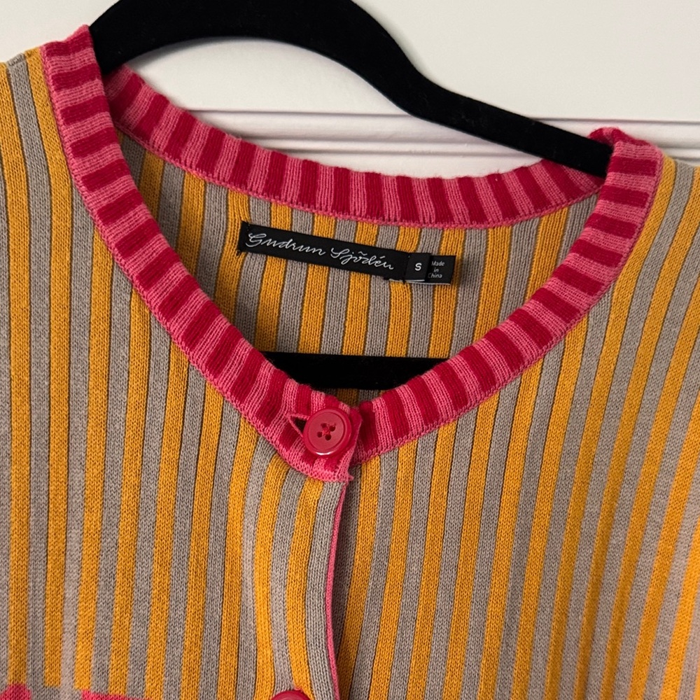 Women's Striped Cardigan - Pink and Yellow